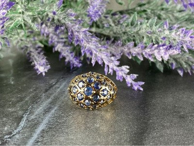 925 Sterling Silver Gold Plated Tanzanite Ring Size 5.5
