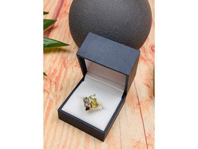 925 Sterling Silver Multi Gemstones Ring Size 9