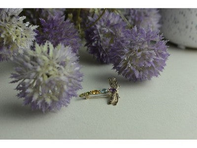 925 Sterling Silver Multi Gemstones "Dragonfly" Brooch
