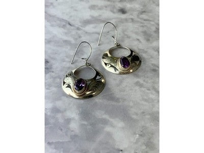 Vintage 925 Sterling Silver Amethyst Earrings