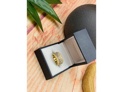 925 Sterling Silver Gold Plated CZ Ring Size 7