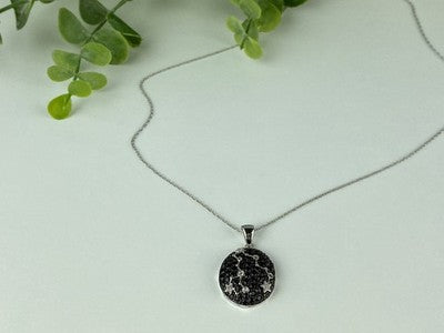 925 Sterling Silver Black & White Spinel Chain With Pendant