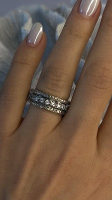 Spinner 925 Sterling Silver White Colorless Topaz Ring Size 7