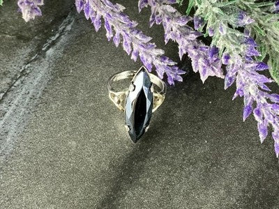 925 Sterling Silver Hematite Ring Size 5.5
