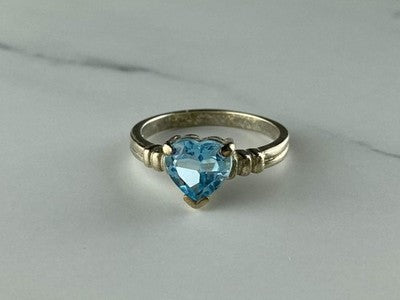 925 Sterling Silver Topaz "Heart" Ring Size 8