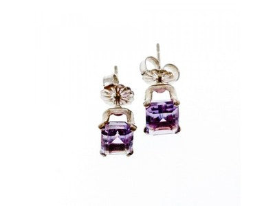 925 Sterling Silver Amethyst Stud Earrings