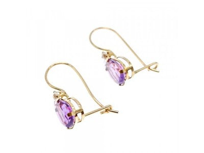 10K Yellow Gold Tourmaline & Diamond Earrings