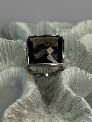 925 Sterling Silver Brown Tourmaline Ring Size 7