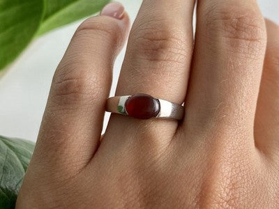 Vintage 925 Sterling Silver Agate Ring Size 7.25