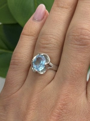 925 Sterling Silver Blue Topaz Ring Size 7.5