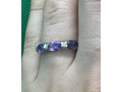 925 Sterling Silver Amethyst Ring Size 6.5