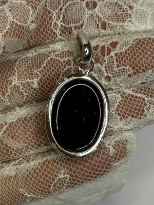 925 Sterling Silver Black Onyx Pendant Length 1.7 Inch