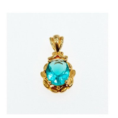 925 Sterling Silver Gold Plated Aquamarine "Ocean" Pendant