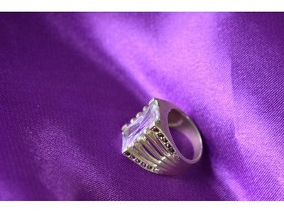 925 Sterling Silver CZ & Marcasites Ring Size 6.5