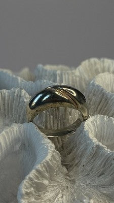 Vintage 925 Sterling Silver & 10K yellow Gold Rope Twist Ring Size 8.5