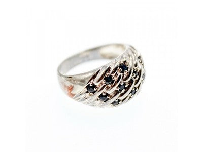 925 Sterling Silver Sapphires Ring Size 7