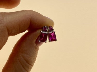 925 Sterling Silver Pink Topaz Stud Earrings