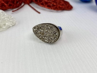 925 Sterling Silver Pyrite Ring Size 8