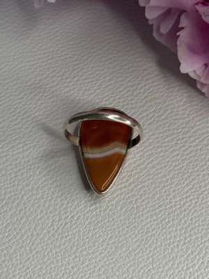 925 Sterling Silver Agate Ring Size 7.5
