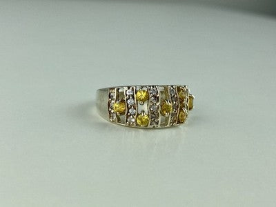 925 Sterling Silver Citrine & Quartz Ring Size 8.5