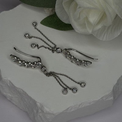 Ear Climbers Ear Crawlers 925 Sterling Silver Cz Earrings