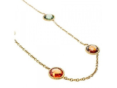 925 Sterling Silver Gold Plated Multicolor Jewelry Glass Necklace