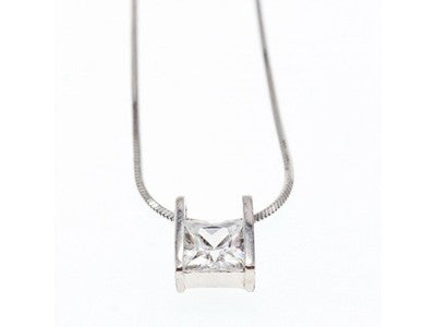 925 Sterling Silver CZ Chain With Pendant Italy