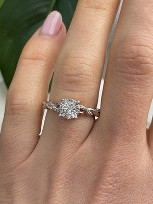 925 Sterling Silver Rose Gold Plated  Diamond  0.07 ctw Ring Size 7
