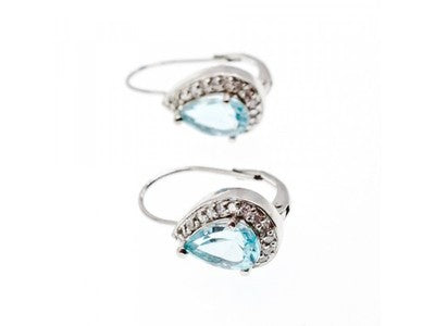 925 Sterling Silver Blue Topaz & CZ Earrings
