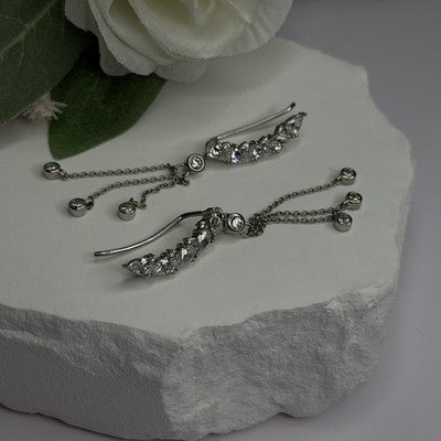 Ear Climbers Ear Crawlers 925 Sterling Silver Cz Earrings