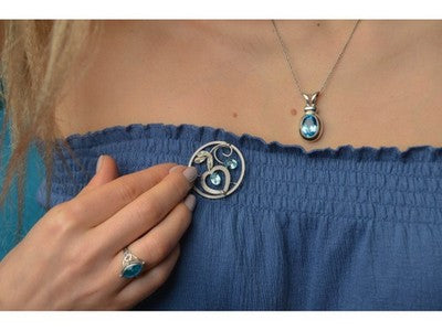 925 Sterling Silver Blue Topaz Pendant