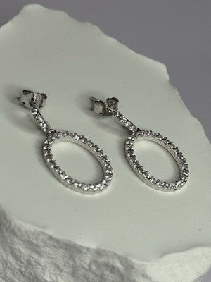925 Sterling Silver Elegant CZ Earrings Length 1 Inch