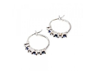 925 Sterling Silver Blue & White CZ Earrings