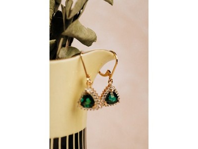 925 Sterling Silver Gold Plated Emerald Earrings