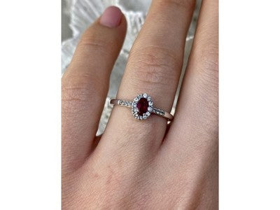 925 Sterling Silver Rubellite & White Tourmaline Ring Size 7