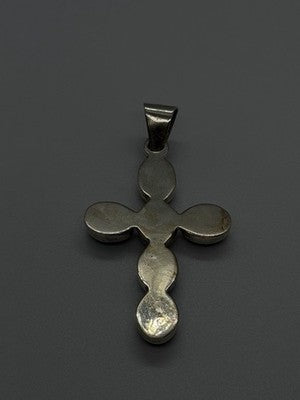 Vintage 925 Sterling Silver Black Onyx Cross