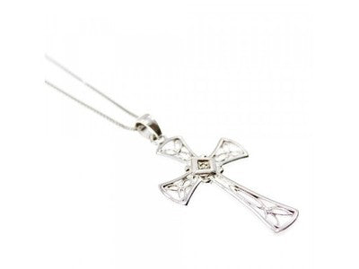 925 Sterling Silver Diamond Chain With Cross