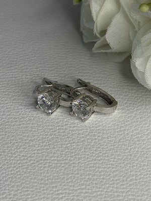 925 Sterling Silver CZ Earrings Length 0.65 Inch