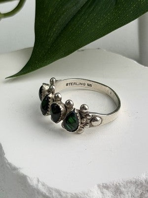 Vintage 925 Sterling Silver Green Paua Shell Ring Size 10