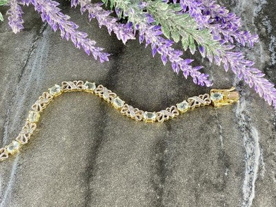 925 Sterling Silver Gold Plated Blue Spinel Bracelet