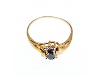 10K Yellow Gold Spinel & Diamonds Ring Size 8.5