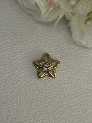 10K Yellow Gold Diamond Star Pendant Length 0.50 Inch