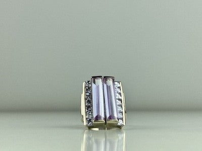 925 Sterling Silver Iolite & CZ Ring Size 7