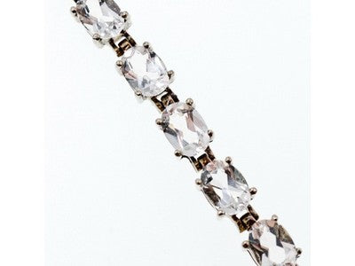 925 Sterling Silver White/Colorless Spinel Bracelet Size 6.7 IN