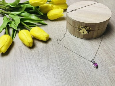 925 Sterling Silver Morganite & CZ Chain With Pendant