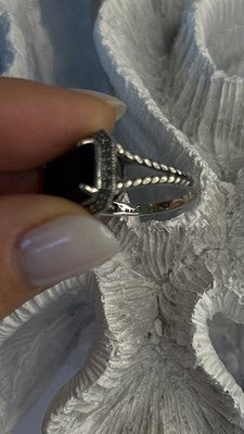 Marc 925 Sterling Silver Black Onyx Ring Size 8