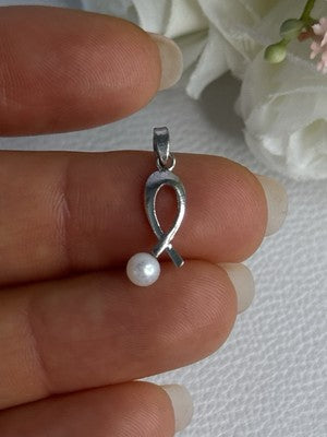 925 Sterling Silver Pearl Pendant Length 0.80 Inch