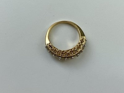 925 Sterling Silver Gold Plated White CZ Ring Size 7