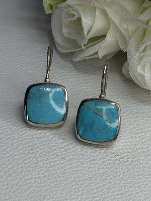 925 Sterling Silver Larimar Earrings Length 1.13 Inch