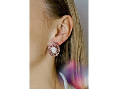 925 Sterling Silver Mother OF Pearl & Hessonite Earrings
